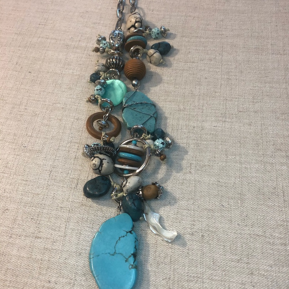Turquoise, Stone And Silver Statement Necklace. - image 3